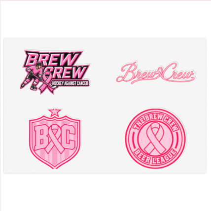 Brew Crew Breast Cancer Sticker Sheet